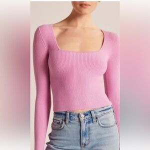 Abercrombie Women's Pink Ribbed Knit Top